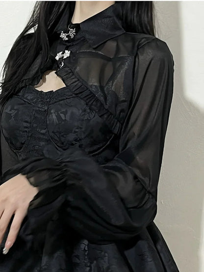 Kvinna Miniklänning V-Neck Patchwork Polyester-5