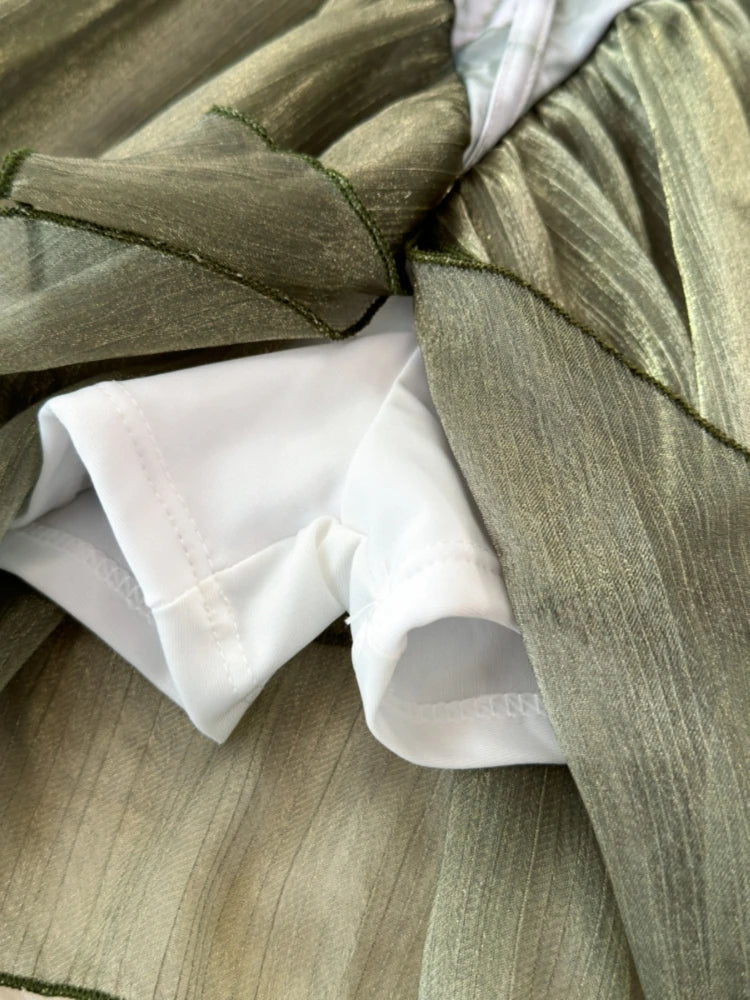 Dam Romper med Ruffles Patchworkdesign Polyester Spandex-6