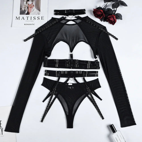 Snygga Damunderkläder Set med Patchwork Design i Polyester och Spandex-1