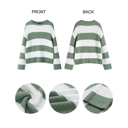 Dam Turtlenecktröja Långa Ärmar Randig Bomull/Akryl 4