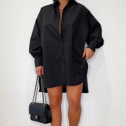 Variant image for Dam Skjortklänning Enfärgad med Knappar i 100% Bomull-1