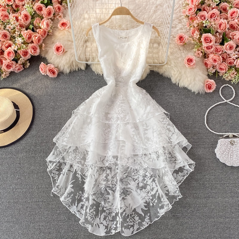 Variant image for Kvinnors Midi Klänning Blommönster Organza A-Linje-3