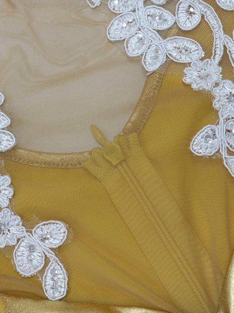 Kvinna Miniklänning Patchwork Polyester Mesh-6