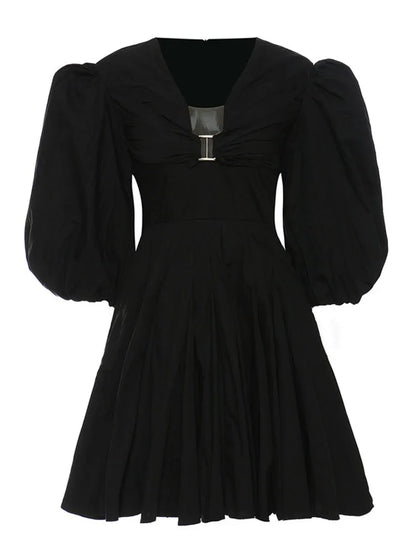 Variant image for Dam Mini Klänning Puffärmar Bomull Elegant-1