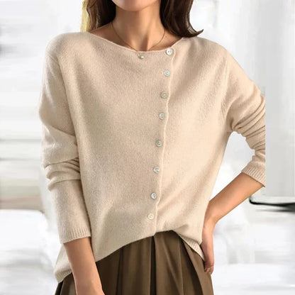 Stickad Dam Tröja i Polyester med Tidlös Stil – Perfekt Passform för Höst och Vinter, Enfärgad Design 5