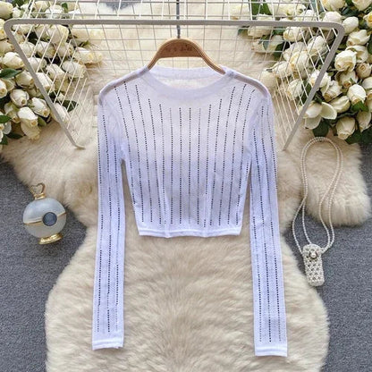 Variant image for Dam Crop Top Långärmad Figurnära Polyester-2