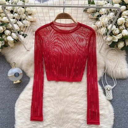 Variant image for Dam Crop Top Långärmad Figurnära Polyester-8