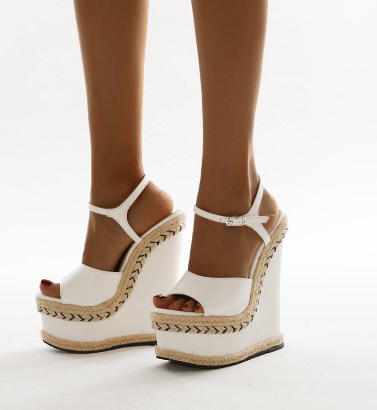 Dam Sandaler Ankelband PU-material med Gummisula och Plattform-2