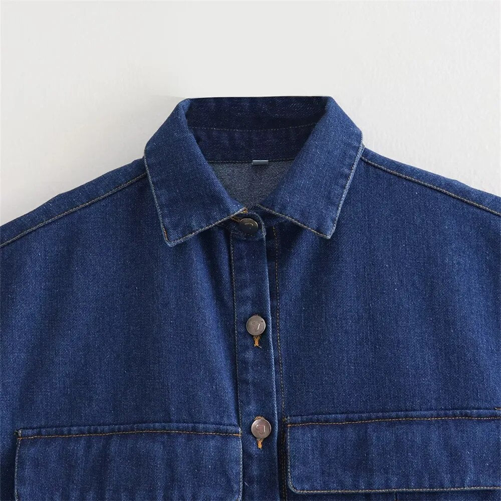 Dam Crop Top med Praktiska Fickor i Polyester 3