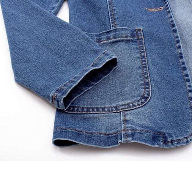 Dam Blazer Slimmad Denim Modern Stil med Reverskrage-3