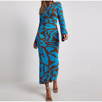 Variant image for Dam Klänning Lång Stickad med Långa Ärmar Mjuk Material Elegant Silhuett-1