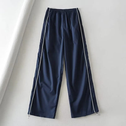Damlastbyxor Y2K Elastiska Låg Midja Polyester-3