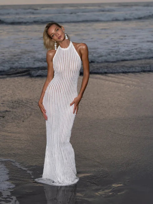 Variant image for Långklänning Dam Ärmlös Randig Polyester för Fest och Bröllop-7