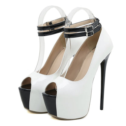 Variant image for Kvinnors Pumpskor Peep Toe PU-Läder med Hög Klack-2