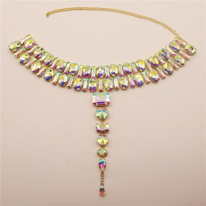 Dam Halsband Fyrkantiga Stenar Anodiserat Koppar med Rhinestone-1