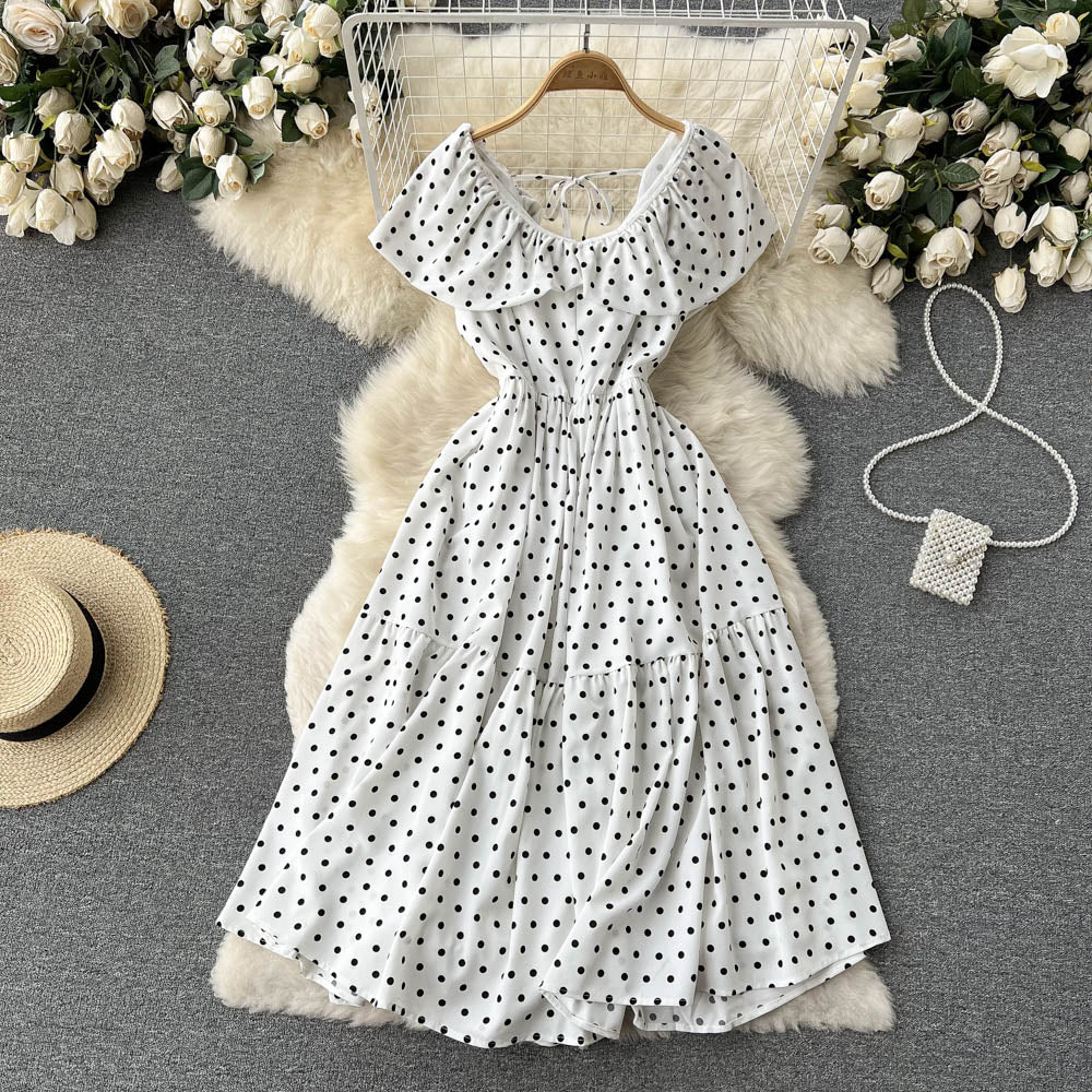 Kvinno Midi Klänning A-Linje V-Hals Polyester-1