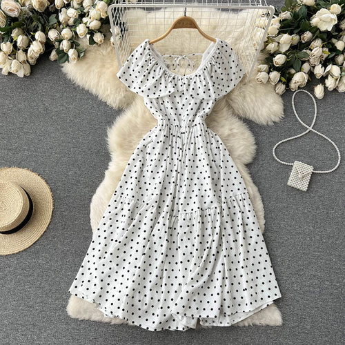 Kvinno Midi Klänning A-Linje V-Hals Polyester-1