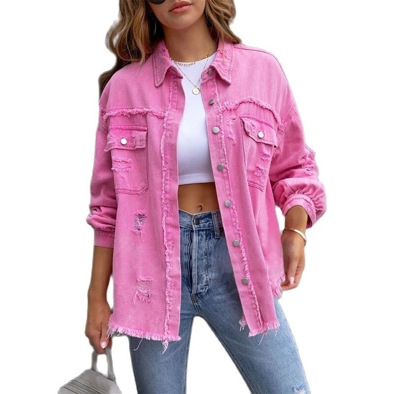 Herr Jeansjacka Slitningar Avslappnad Denim 1