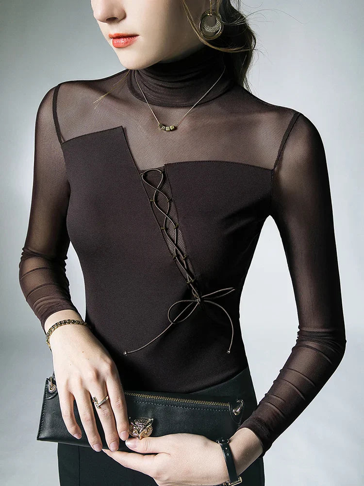 Kvinnors T-shirt Lång Ärmar Mjuk Polyesterblandning-4