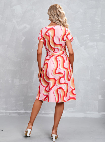 Dam Klänning Midi med Bälte Polyester Elegant-2