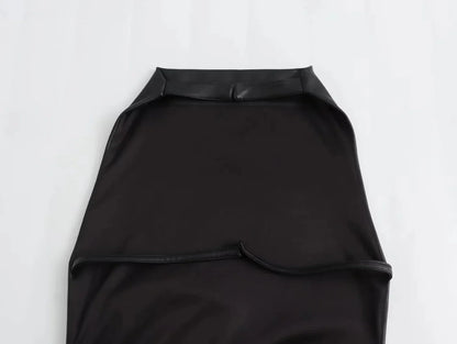 Dam Klänning Ryggfri Syntetiskt Läder Smal Passform-6