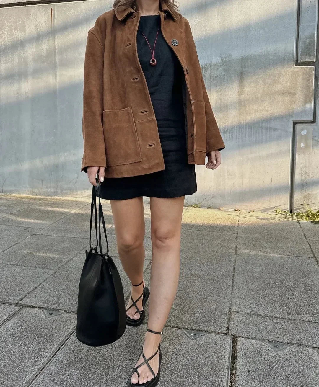 Damjacka Överdimensionerad Mocka Elegant Stil-6
