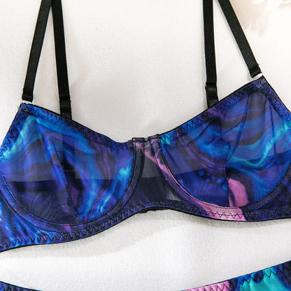 Damunderkläder Set Tryckt Bomull Polyester Snygga Underkläder Body 3/4 Kopp Justerbar-2
