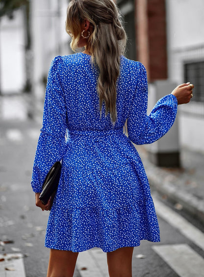 Damklänning Utställd Dabbmönster 100% Bomull-3