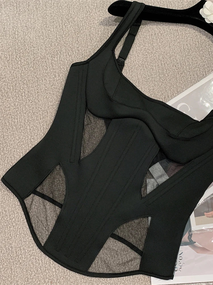 Dam Crop Top Enkel Design Polyester-3