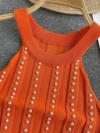 Dam Festtopp med Pärlor Elegant Design Polyester-4