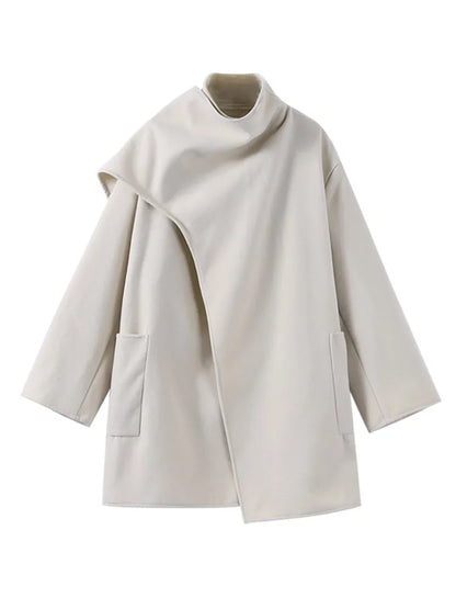 Kvinnors Asymmetrisk Kappa i Högkvalitativ Ull – Modern Design, Svart, För Kalla Dagar, Finns i Storlekar S-L 5