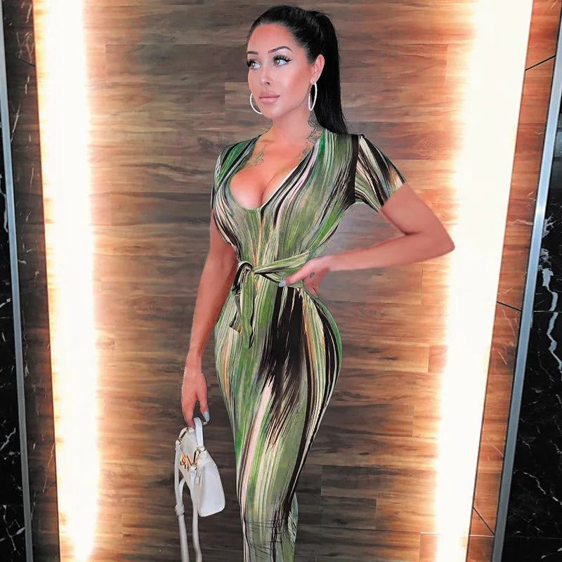 Kvinnors Midi Klänning V-ringning Polyester Skräddarsydd-4