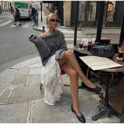 Dam Off-Shoulder Kofta Stickad Geribbet-5