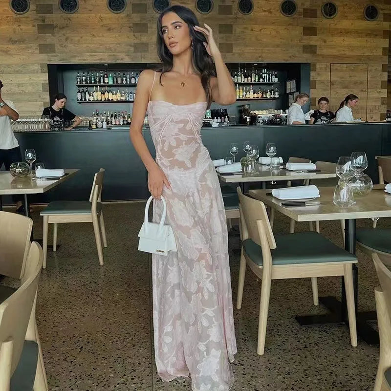 Maxiklänning Dam A-linjeformad Blommönster Polyester-5