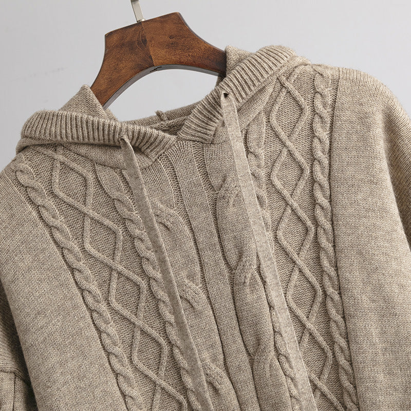 Dam Överdimensionerad Dräktuppsättning Stickad Ull-2