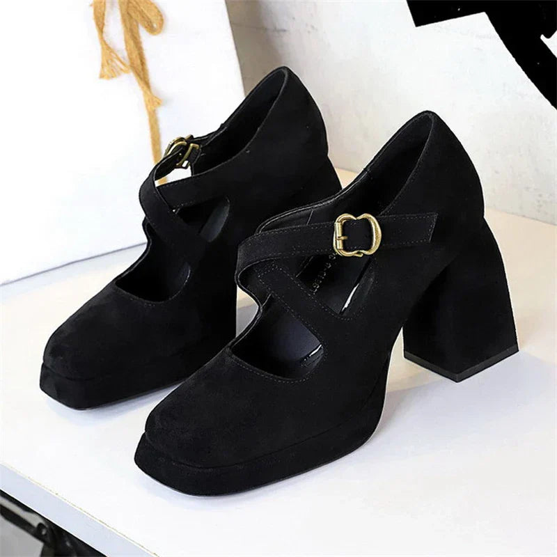 Variant image for Dam Skor Mary Jane Vinkeltå Flockmaterial Trendig Komfort-19