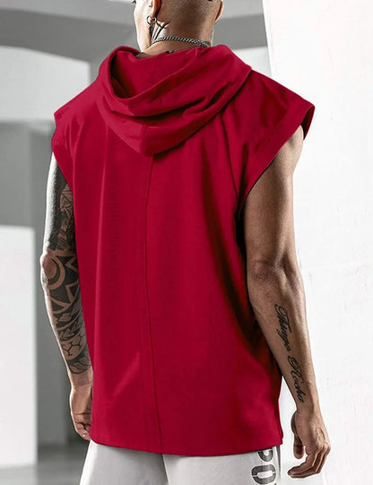 Dam Ärmlös Hoodie Modern Design Bomull-2