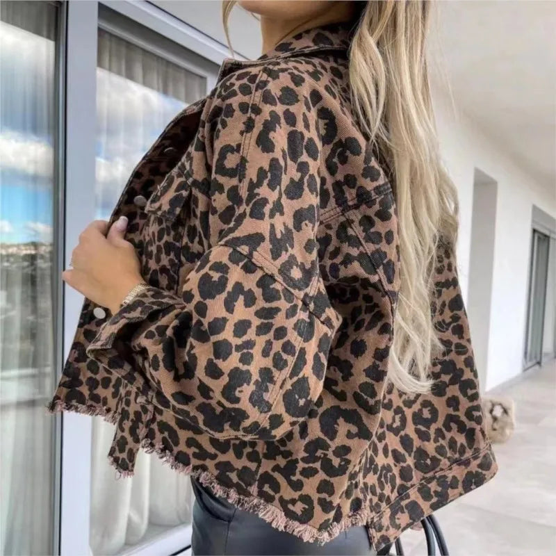 Damjacka Leopardmönster Mjuk Tyg Trendig Design-2