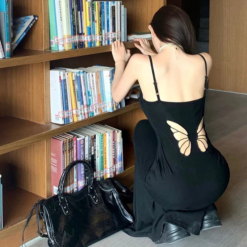 Dam Maxiklänning Med Fjärilshalsringning Polyester-3