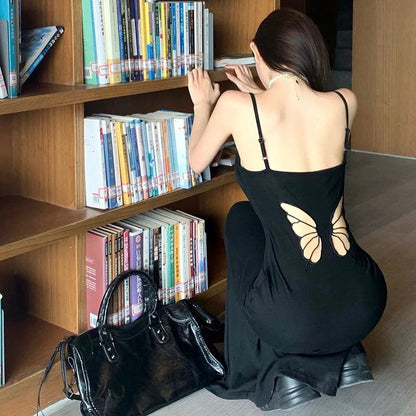 Dam Maxiklänning Med Fjärilshalsringning Polyester-3