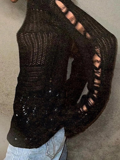 Dam Tröja Avslappnad Rundhalsad Polyester Akryl Viskos-4