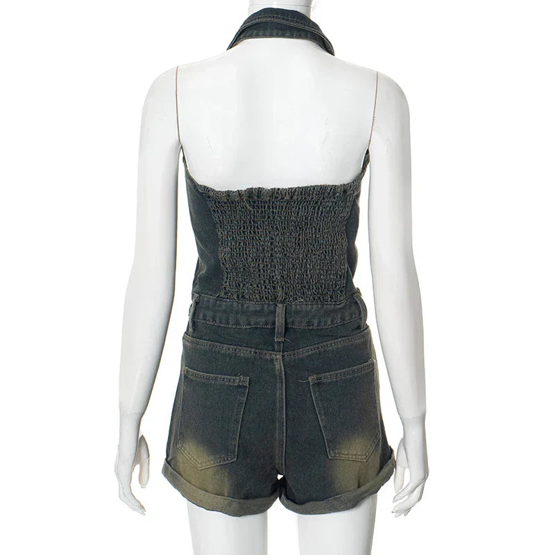 Dam Overall Batikdesign Denimblandning-6