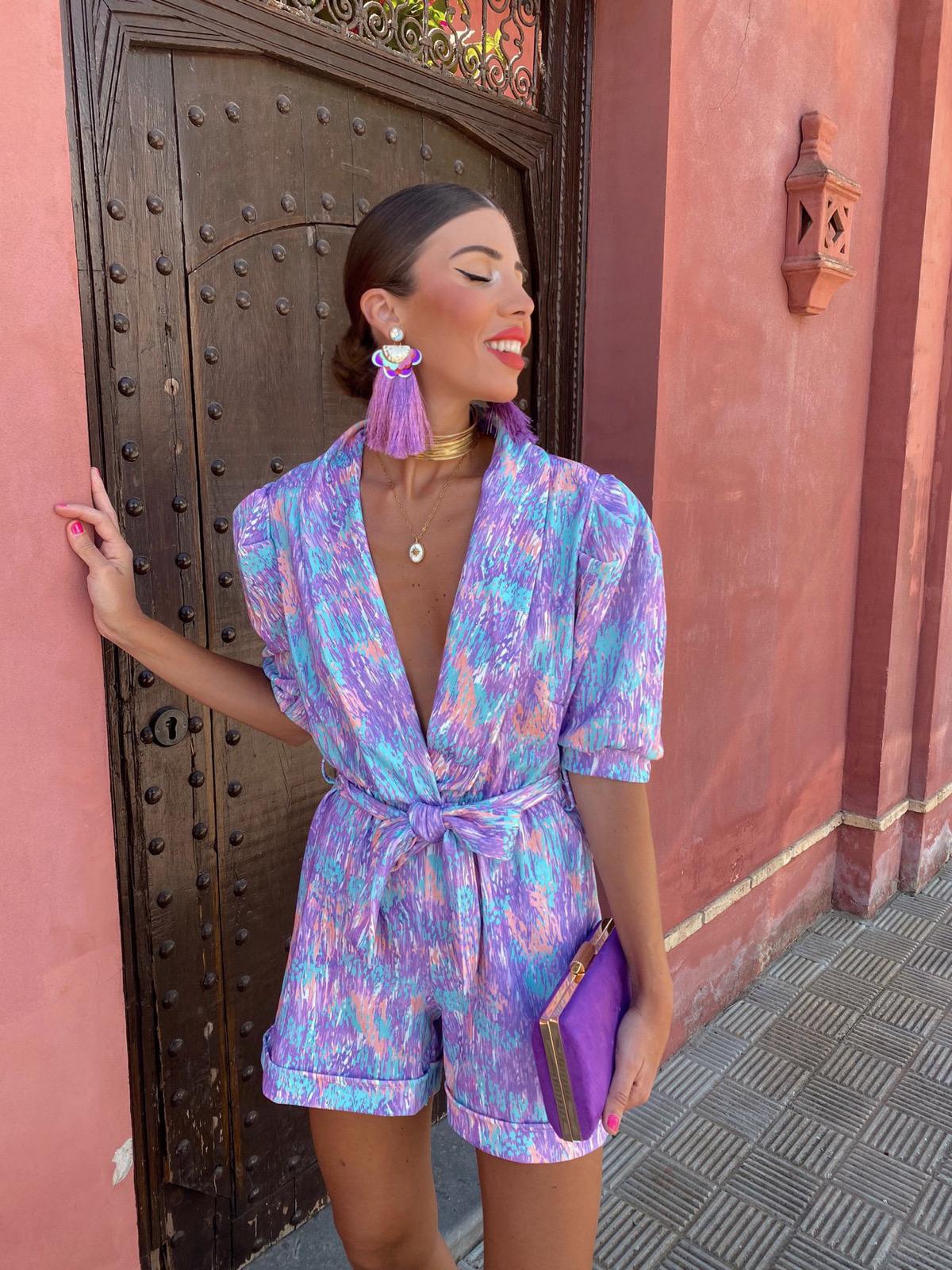 Dam Jumpsuit Tryckt Lätt Material Casual Stil 3