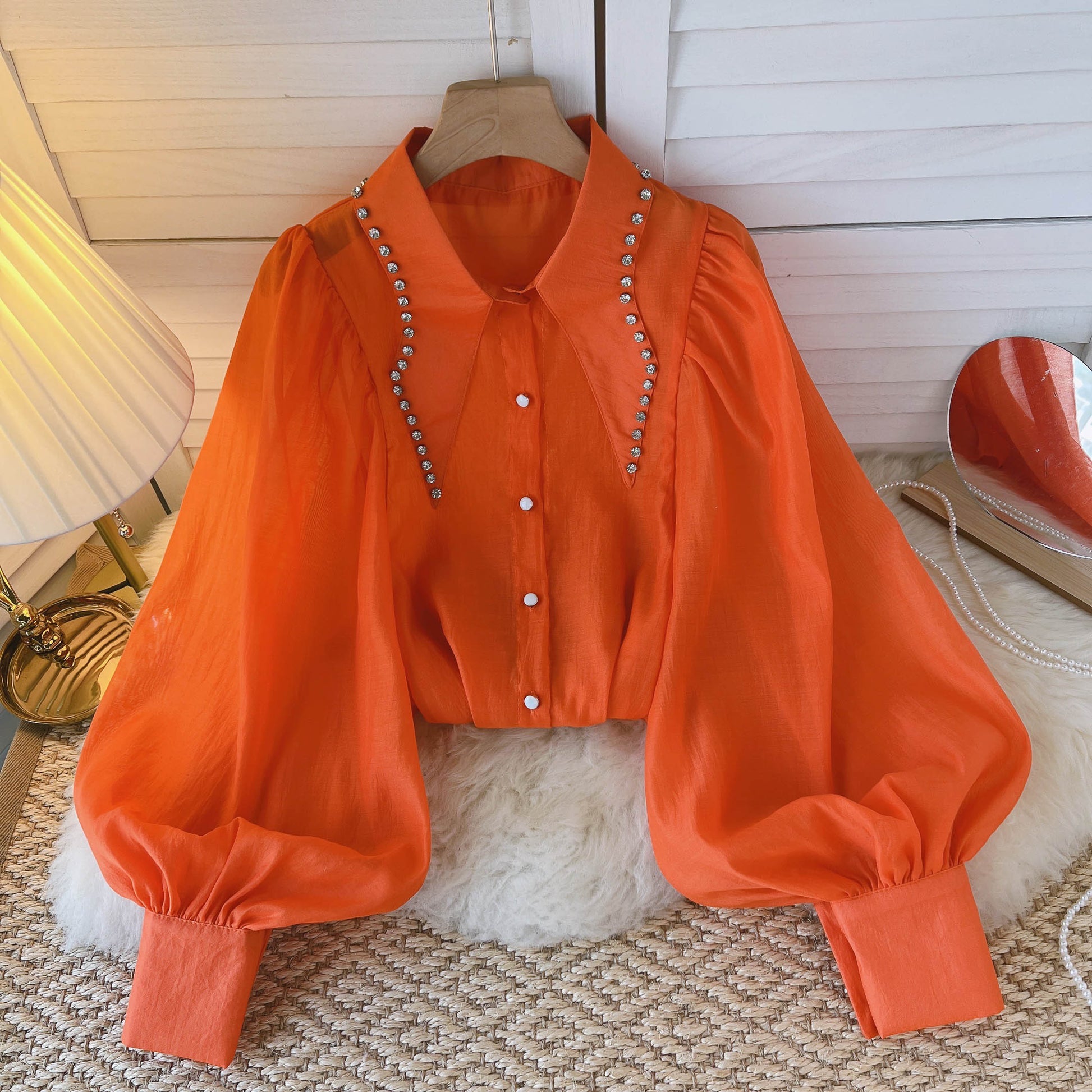 Variant image for Kvinnors Blus Monokrom Chiffong med Klockärmar-1