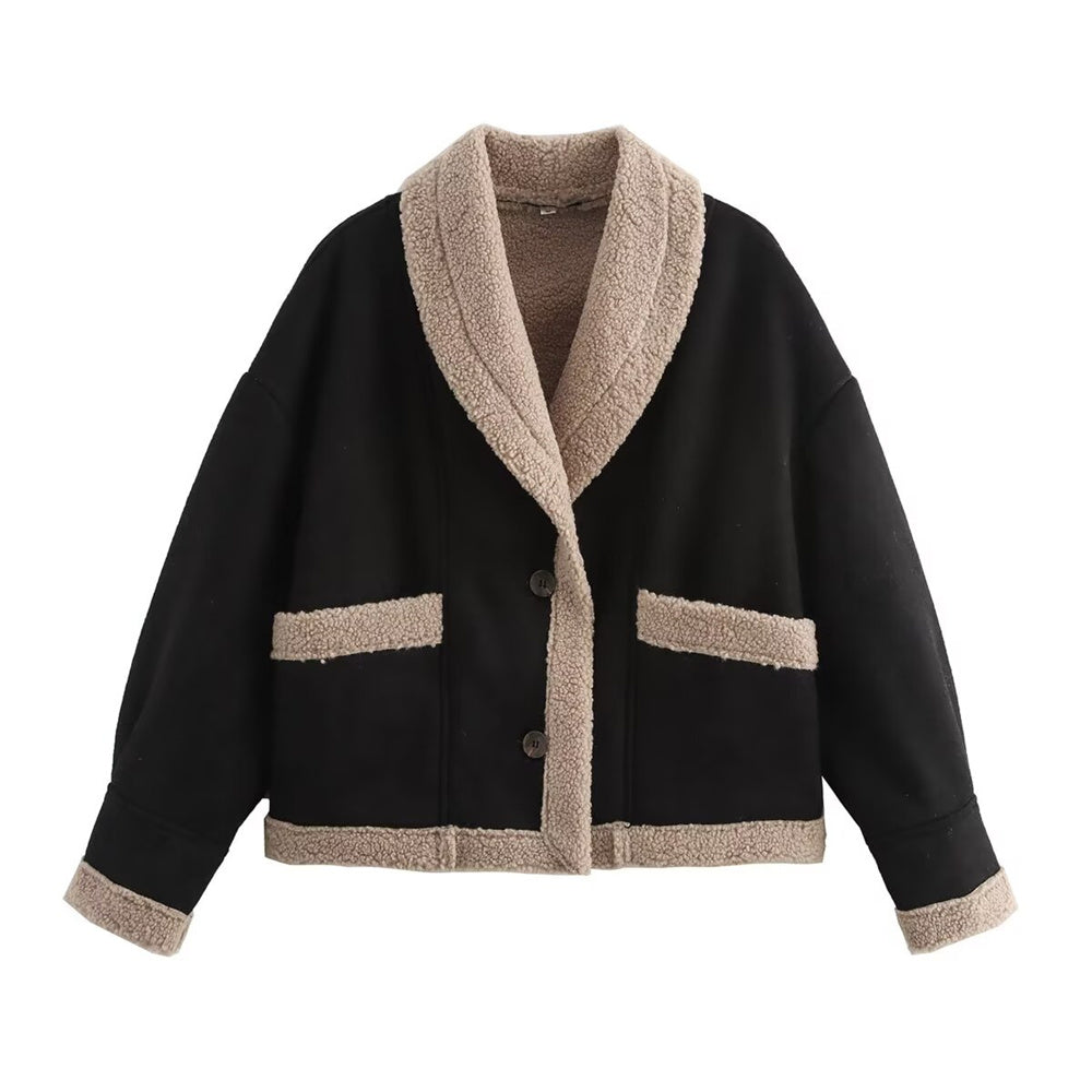 Damjacka Suede Stilren med Fickor för Dam-4