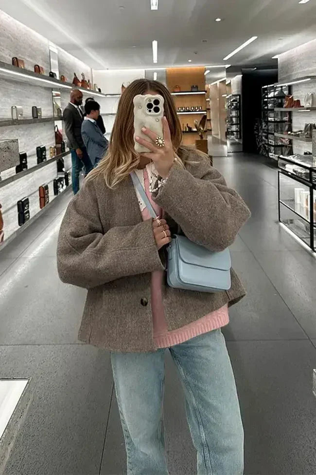 Damjacka Överdimensionerad Trendig Mjuk Textil-3
