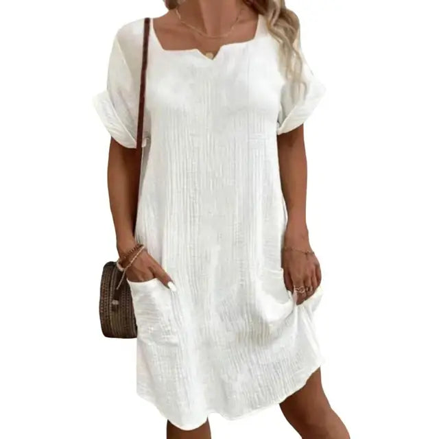 Kvinnors Klänning Andningsbar Elegant 100% Bomull-4