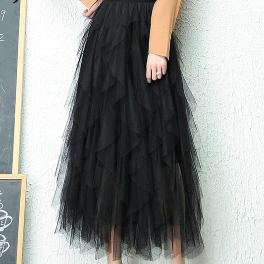 Dam Hög Midja Veckad Byxa Polyesterblandning-1