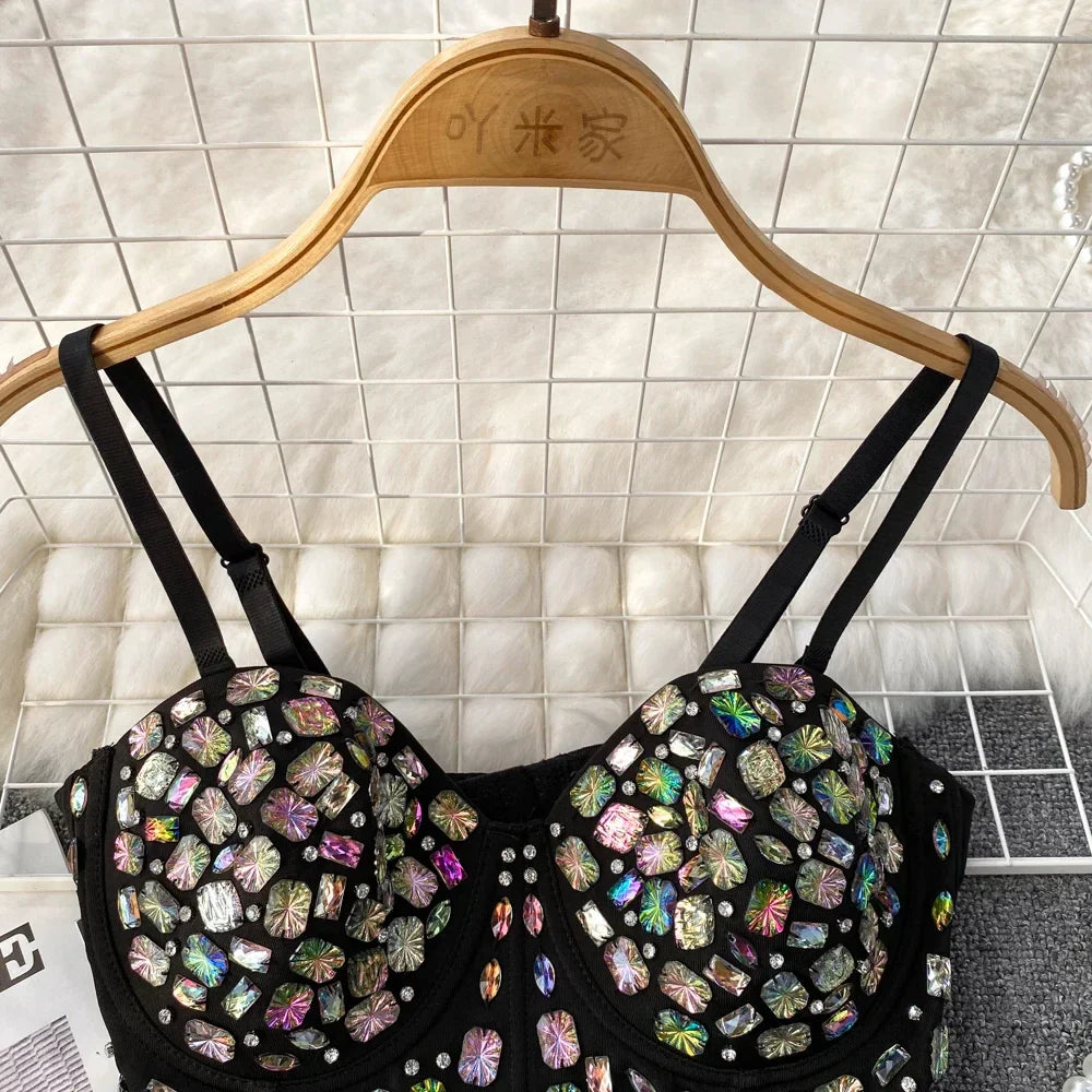 Dam Bustier Geometrisk Design Polyester med Pärldetaljer-2