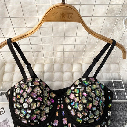 Dam Bustier Geometrisk Design Polyester med Pärldetaljer-2